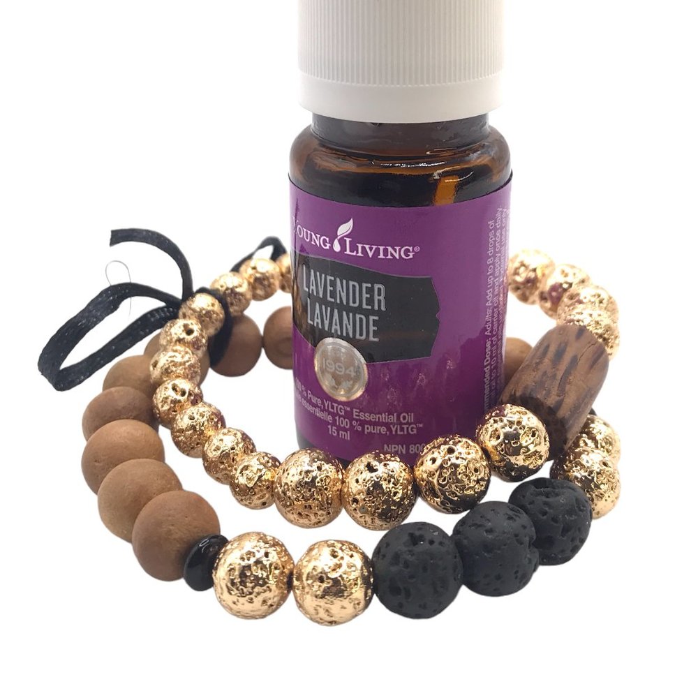 AUTHENTIC Lava Rock Bead Black Gold Foil WOOD Glass BRACELETS!